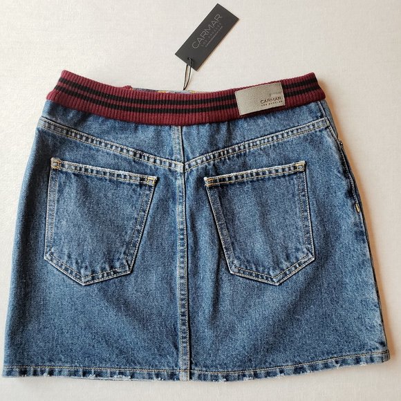 NWT Carmar Jean Denim Skirt elastic waist size 27 - Picture 3 of 8